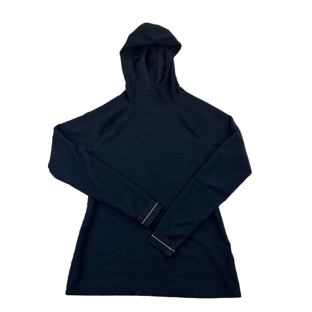 Nike Pro Dri Fit Icon Clash Hoodie Womens S Blue Gold Trim Scale Texture